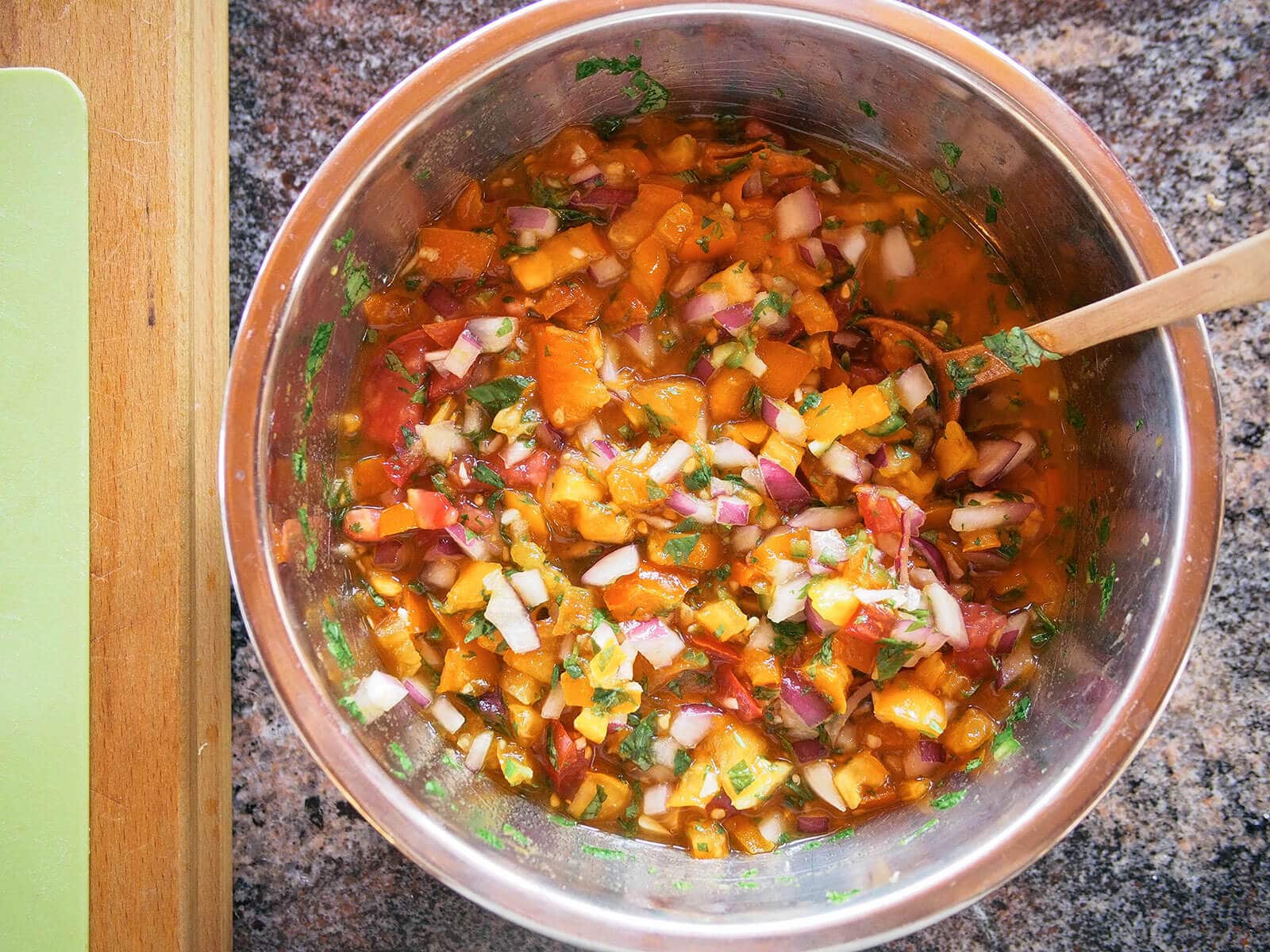 All ingredients mixed together in a metal bowl